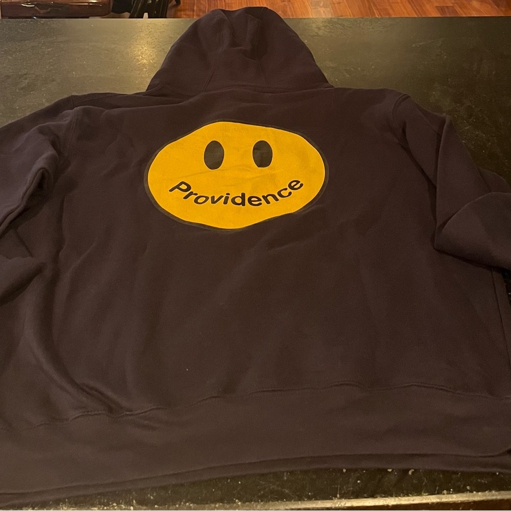 Unisex Custom Made Navy Blue Providence Smiley Hooded Sweatshirt Size Large